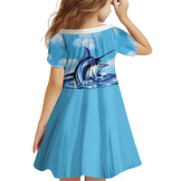 Hawaii Blue Marlin Fishing Kid Short Sleeve Dress