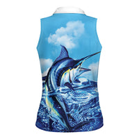 Hawaii Blue Marlin Fishing Women Sleeveless Polo Shirt