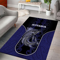 New Zealand Aotearoa Area Rug Blue Marlin Fishing Maori Pattern