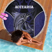 New Zealand Aotearoa Beach Blanket Blue Marlin Fishing Maori Pattern