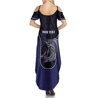 Personalised New Zealand Aotearoa Family Matching Summer Maxi Dress and Hawaiian Shirt Blue Marlin Fishing Maori Pattern LT05 - Polynesian Pride