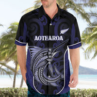 Personalised New Zealand Aotearoa Hawaiian Shirt Blue Marlin Fishing Maori Pattern