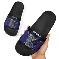 New Zealand Aotearoa Slide Sandals Blue Marlin Fishing Maori Pattern