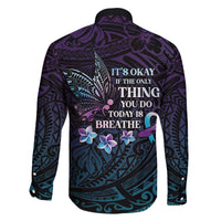 Polynesia Suicide Prevention Awareness Family Matching Off The Shoulder Long Sleeve Dress and Hawaiian Shirt Keep Going The World Needs You