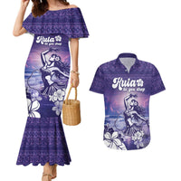 Aloha Hawaii Kauai Island Couples Matching Mermaid Dress and Hawaiian Shirt Hula Till You Drop LT05 Purple - Polynesian Pride