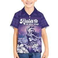 Aloha Hawaii Kauai Island Family Matching Short Sleeve Bodycon Dress and Hawaiian Shirt Hula Till You Drop LT05 Son's Shirt Purple - Polynesian Pride