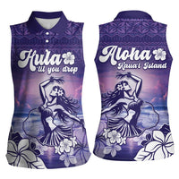 Aloha Hawaii Kauai Island Women Sleeveless Polo Shirt Hula Till You Drop