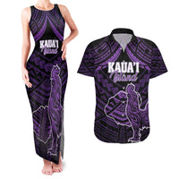 Personalised Hawaii Kauai Island Couples Matching Tank Maxi Dress and Hawaiian Shirt Rooster Tribal Tattoo Simple Style