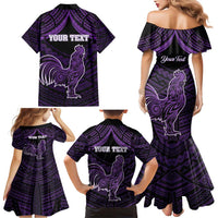 Personalised Hawaii Kauai Island Family Matching Mermaid Dress and Hawaiian Shirt Rooster Tribal Tattoo Simple Style LT05 - Polynesian Pride