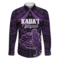 Personalised Hawaii Kauai Island Family Matching Off The Shoulder Long Sleeve Dress and Hawaiian Shirt Rooster Tribal Tattoo Simple Style LT05 Dad's Shirt - Long Sleeve Purple - Polynesian Pride