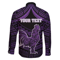 Personalised Hawaii Kauai Island Family Matching Off The Shoulder Long Sleeve Dress and Hawaiian Shirt Rooster Tribal Tattoo Simple Style LT05 - Polynesian Pride