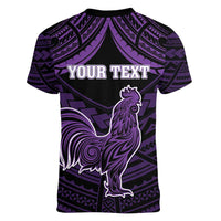 Personalised Hawaii Kauai Island Women V-Neck T-Shirt Rooster Tribal Tattoo Simple Style