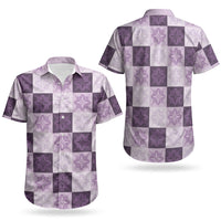 Lavender Manta Ray Hawaiian Quilt Motif Couples Matching Summer Maxi Dress and Hawaiian Shirt