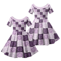Lavender Manta Ray Hawaiian Quilt Motif Family Matching Summer Maxi Dress and Hawaiian Shirt