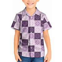 Lavender Manta Ray Hawaiian Quilt Motif Kid Hawaiian Shirt