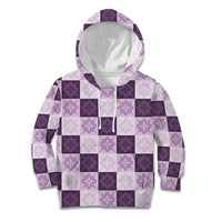 Lavender Manta Ray Hawaiian Quilt Motif Kid Hoodie