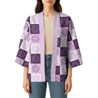 Lavender Manta Ray Hawaiian Quilt Motif Kimono
