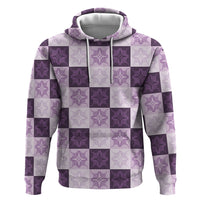 Lavender Manta Ray Hawaiian Quilt Motif Zip Hoodie