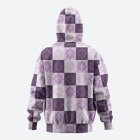 Lavender Manta Ray Hawaiian Quilt Motif Zip Hoodie