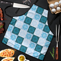 Cyan Manta Ray Hawaiian Quilt Motif Apron