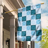 Cyan Manta Ray Hawaiian Quilt Motif Garden Flag