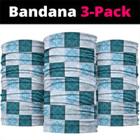 Cyan Manta Ray Hawaiian Quilt Motif Neck Gaiter