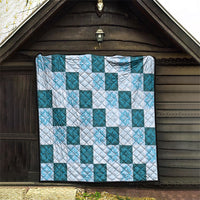 Cyan Manta Ray Hawaiian Quilt Motif Quilt