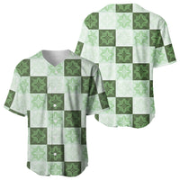 Sage Green Manta Ray Hawaiian Quilt Motif Baseball Jersey