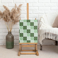 Sage Green Manta Ray Hawaiian Quilt Motif Canvas Wall Art
