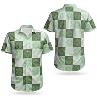 Sage Green Manta Ray Hawaiian Quilt Motif Couples Matching Summer Maxi Dress and Hawaiian Shirt