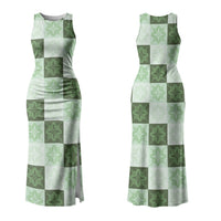 Sage Green Manta Ray Hawaiian Quilt Motif Couples Matching Tank Maxi Dress and Hawaiian Shirt