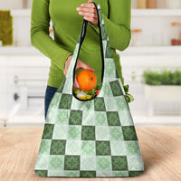 Sage Green Manta Ray Hawaiian Quilt Motif Grocery Bag