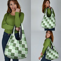 Sage Green Manta Ray Hawaiian Quilt Motif Grocery Bag