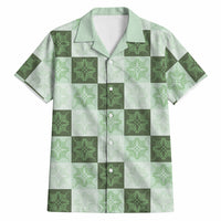 Sage Green Manta Ray Hawaiian Quilt Motif Hawaiian Shirt