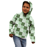 Sage Green Manta Ray Hawaiian Quilt Motif Kid Hoodie