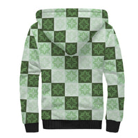 Sage Green Manta Ray Hawaiian Quilt Motif Sherpa Hoodie