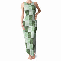 Sage Green Manta Ray Hawaiian Quilt Motif Tank Maxi Dress