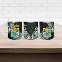 Aloha Hawaii Mango Surfing Ceramic Mug Polynesian Style