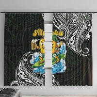 Aloha Hawaii Mango Surfing Window Curtain Polynesian Style