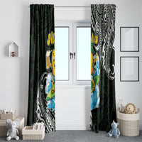 Aloha Hawaii Mango Surfing Window Curtain Polynesian Style