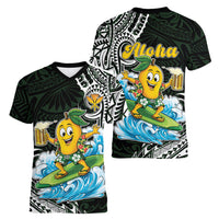 Aloha Hawaii Mango Surfing Women V-Neck T-Shirt Polynesian Style