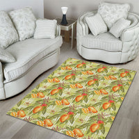 Vintage Hawaii Mango Area Rug Yellow Green Hawaiian Palaka