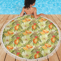 Vintage Hawaii Mango Beach Blanket Yellow Green Hawaiian Palaka