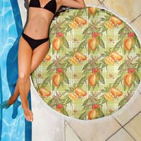 Vintage Hawaii Mango Beach Blanket Yellow Green Hawaiian Palaka