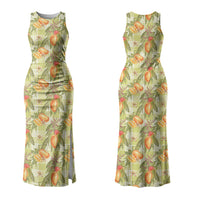 Vintage Hawaii Mango Couples Matching Tank Maxi Dress and Hawaiian Shirt Yellow Green Hawaiian Palaka