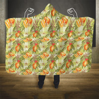 Vintage Hawaii Mango Hooded Blanket Yellow Green Hawaiian Palaka