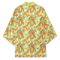 Vintage Hawaii Mango Kimono Yellow Green Hawaiian Palaka
