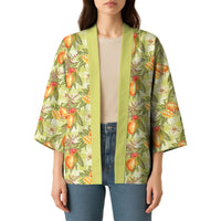 Vintage Hawaii Mango Kimono Yellow Green Hawaiian Palaka