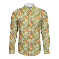 Vintage Hawaii Mango Long Sleeve Button Shirt Yellow Green Hawaiian Palaka