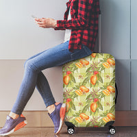 Vintage Hawaii Mango Luggage Cover Yellow Green Hawaiian Palaka